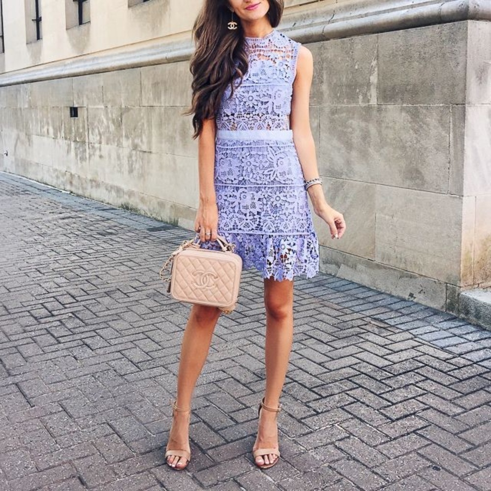 Goodnight Macaroon Lilac Crochet Dress